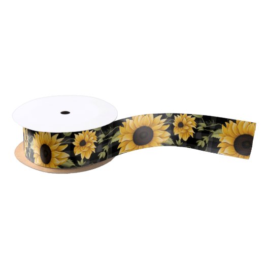 Ruban En Satin en vichy Motif tournesol (Bobine)