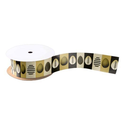 Ruban En Satin Ensemble d'oeufs en jaune - Designer Satin Ribbon (Bobine)