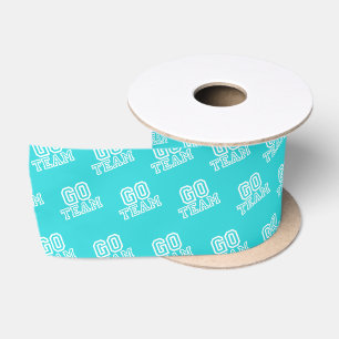 Ruban En Satin Équipe de mot d'art en bleu turquoise
