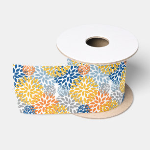 Ruban En Satin Été Floral Abstrait Couleurs vives Motif
