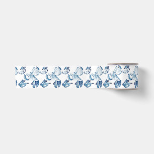 Ruban En Satin Été nautique chic plage côtier bleu coquillage