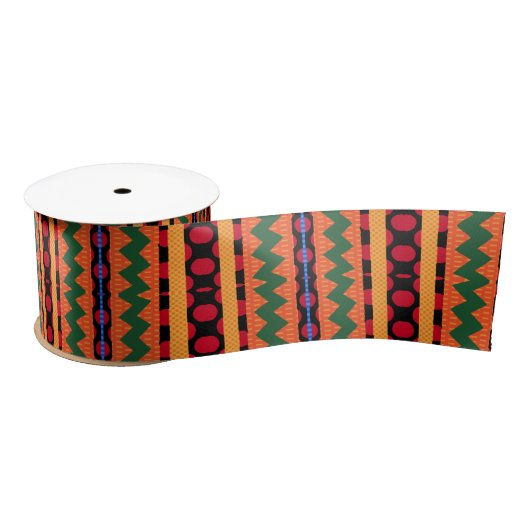 Ruban En Satin Ethnic Africain Kente Design Satin Ribbon (Bobine)