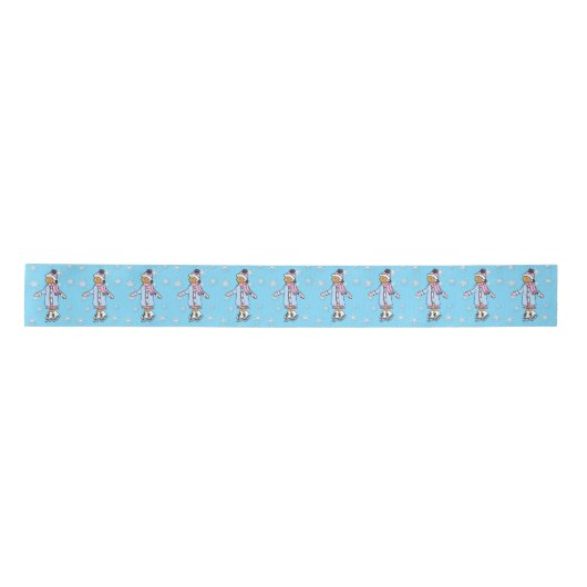 Ruban En Satin Ethnic Pretty Little Ice Skater and Snowflakes (Devant)