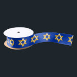 Ruban En Satin Étoile de David Gold<br><div class="desc">Design original en or Star of David motif sur arrière - plan bleu.</div>