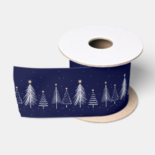 Ruban En Satin Étoile de sapin de Noël d'hiver bleu marine pour l