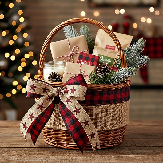 Ruban En Satin Étoiles de Burlap et de plaid