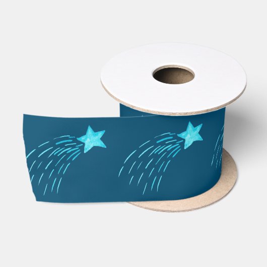 Ruban En Satin Étoiles de tir bleues (Bobine)