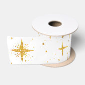 Ruban En Satin Étoiles Dorées (Bobine)