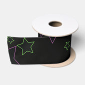 Ruban En Satin Étoiles néon orange bleu vert (Bobine)