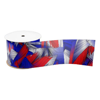 Ruban En Satin Étoiles rouges blanches et bleues