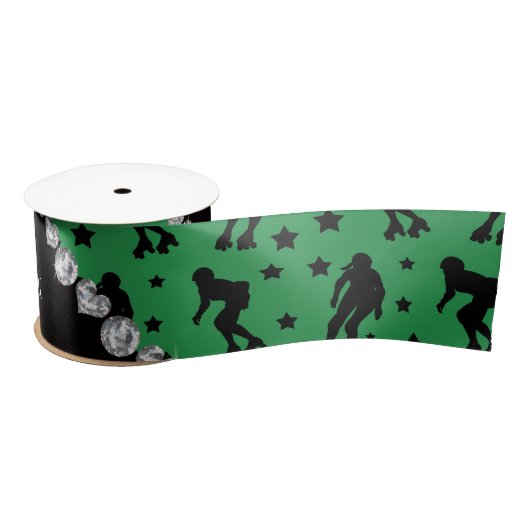 Ruban En Satin Étoiles vertes nommées faites sur commande de (Bobine)