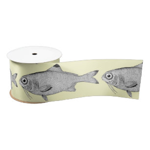 Ruban En Satin Étrange dessin de poisson vintage