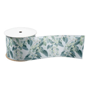Ruban En Satin Eucalyptus Vert Sage Doux Aquarelle