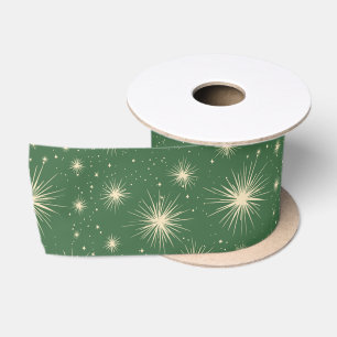 Ruban En Satin Explosions Atomiques Rétro Vintage sur Fond Vert