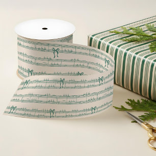 Ruban En Satin Fa La La Feuille Vintage Notes musicales Noël Caro