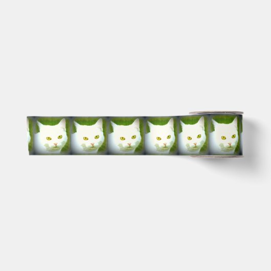 Ruban En Satin Face de chat blanc (Devant)