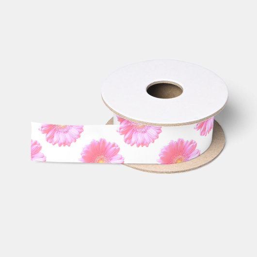 Ruban En Satin Faisée de gerbera rose pâle (Bobine)