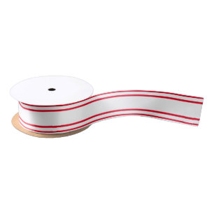 Ruban En Satin Fait maison : rayures et couleur de fond - Rouge B