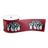 Ruban En Satin Famille de Pingouin mignon en rouge de Noël (Bobine)