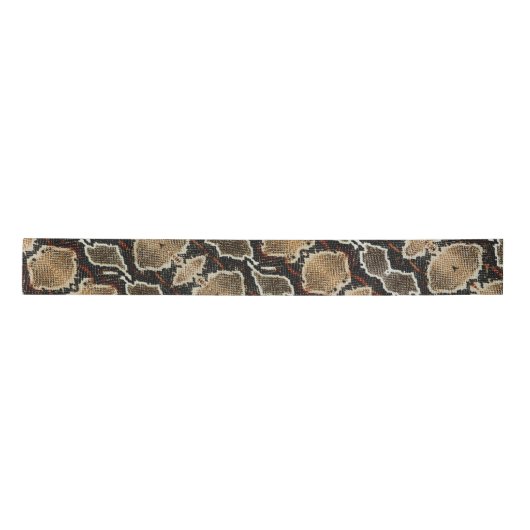 Ruban En Satin Faune rustique beige noir python empreinte (Devant)