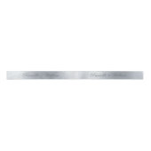 Ruban En Satin Faux Argent Metallic Élégant Gris Mariage Script (Devant)