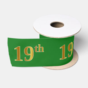 Ruban En Satin Faux/Imitation Gold "19e" Numéro d'événement (Vert