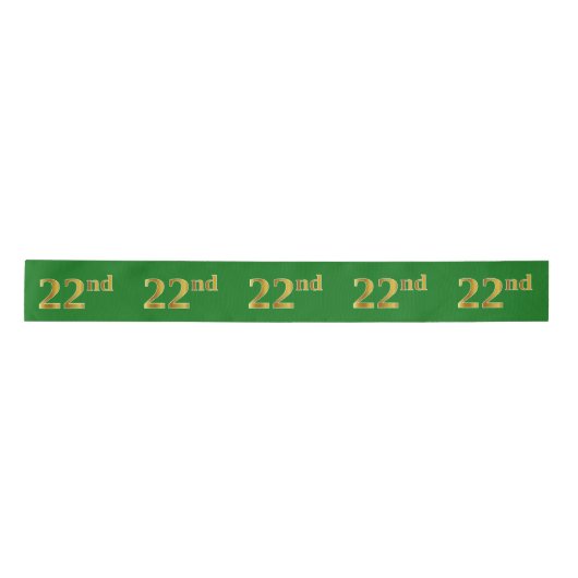 Ruban En Satin Faux/Imitation Gold "22e" Numéro d'événement (Vert (Devant)