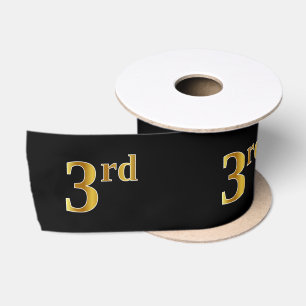 Ruban En Satin Faux/Imitation Gold "3ème" Numéro d'événement (Noi
