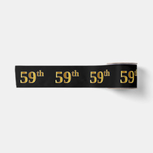 Ruban En Satin Faux/Imitation Gold "59th" Numéro d'événement (Noi