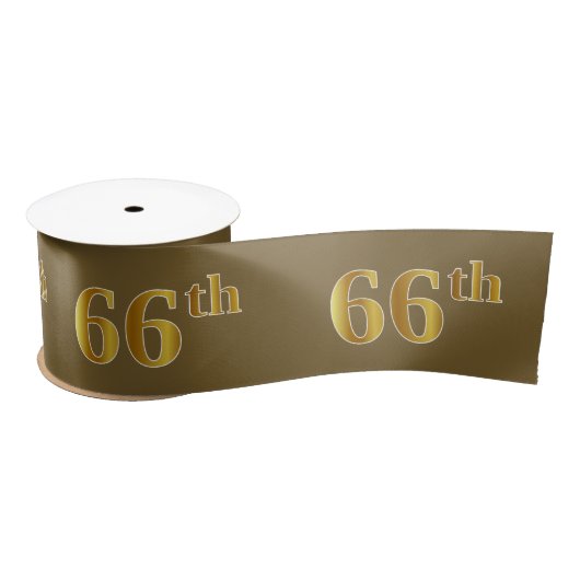 Ruban En Satin Faux/Imitation Gold "66th" Numéro d'événement (Bro (Bobine)