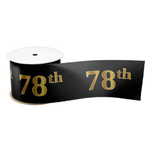 Ruban En Satin Faux/Imitation Gold "78th" Numéro d'événement (Noi