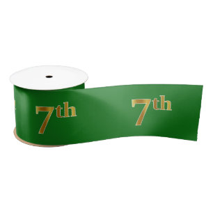 Ruban En Satin Faux/Imitation Gold "7th" Numéro d'événement (Vert