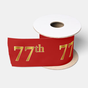 Ruban En Satin Faux/Imitation Gold Look "77th" Numéro d'événement