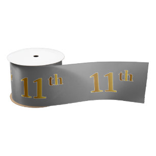 Ruban En Satin Faux/Imitation Or « 11e » Numéro d'événement (Gris