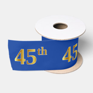 Ruban En Satin Faux/Imitation Or "45ème" Numéro d'événement (Bleu