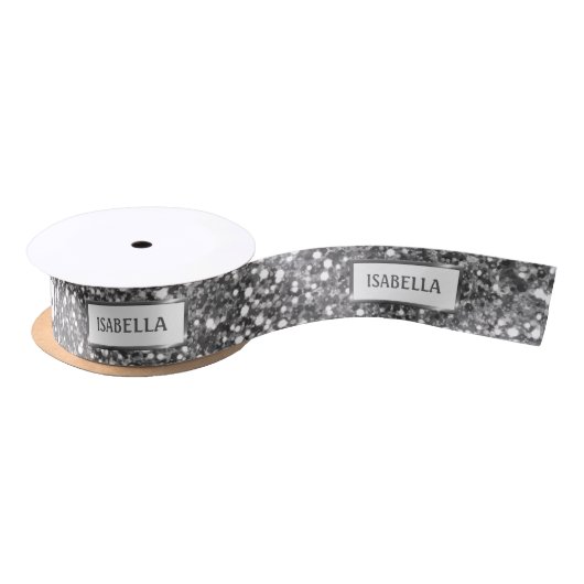 Ruban En Satin Faux Parties scintillant en argent Texture Look & (Bobine)