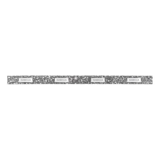 Ruban En Satin Faux Parties scintillant en argent Texture Look &  (Devant)