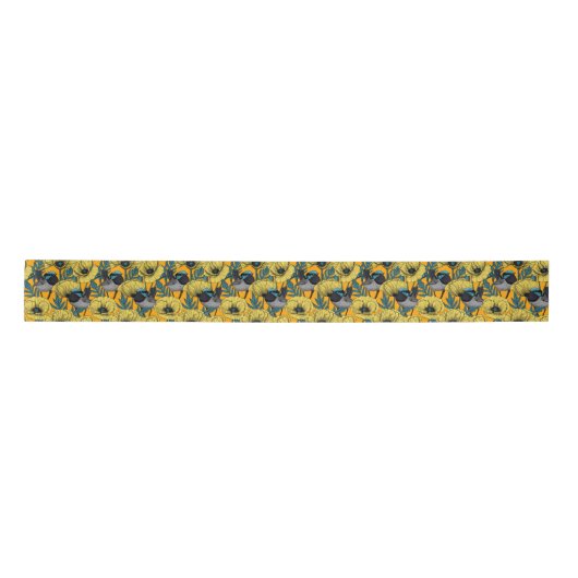 Ruban En Satin Fée et pavots en jaune (Devant)