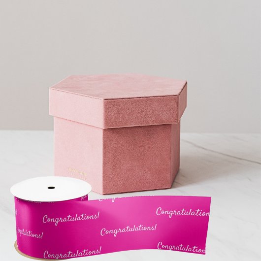 Ruban En Satin Félicitations blanc rose chaud