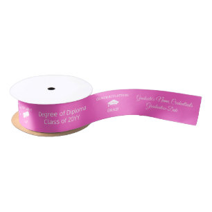 Ruban En Satin Félicitations Diplôme de Casquette diplômé Rose ro