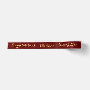 Ruban En Satin Félicitations Nom du diplômé Écriture rouge foncé