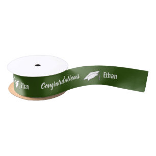 Ruban En Satin Félicitations pour les diplômes Green et White F