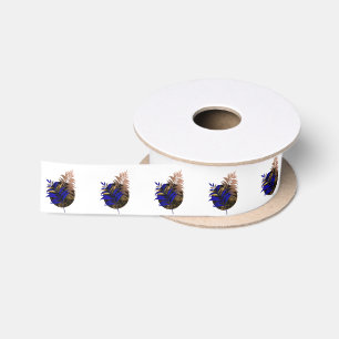 Ruban En Satin Ferme bleue sur cercle noir