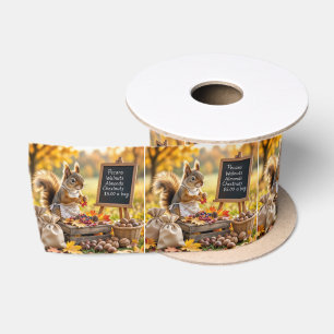 Ruban En Satin Ferme d'automne avec écureuil