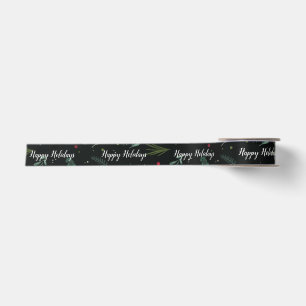 Ruban En Satin Festif Feuilles Berries Botanique Narrow