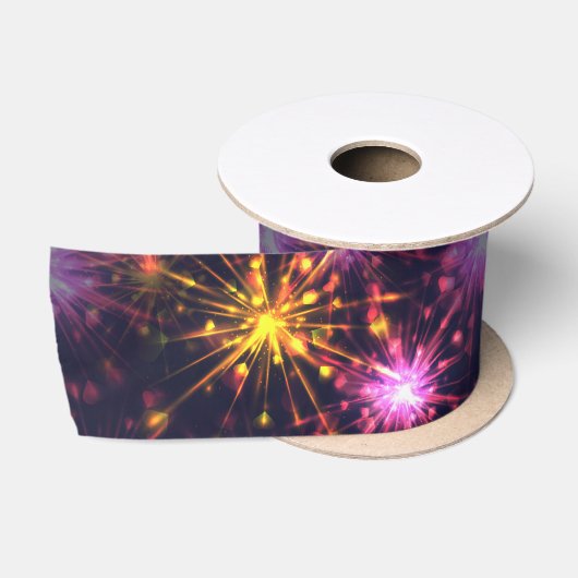 Ruban En Satin Festive feux d'artifice des coeurs (Bobine)