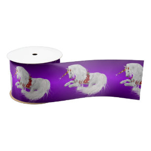 Ruban En Satin Festive Noël Unicorne Purple Ombre