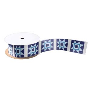 Ruban En Satin fête cadeau sans soudure blue star