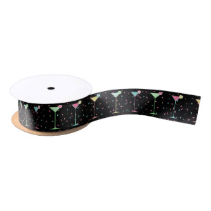 Ruban En Satin Fête Confettis Cocktail Martini Citron Noir