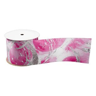 Ruban En Satin Fête d'anniversaire Cercles Abstraits Glam Rose Ar